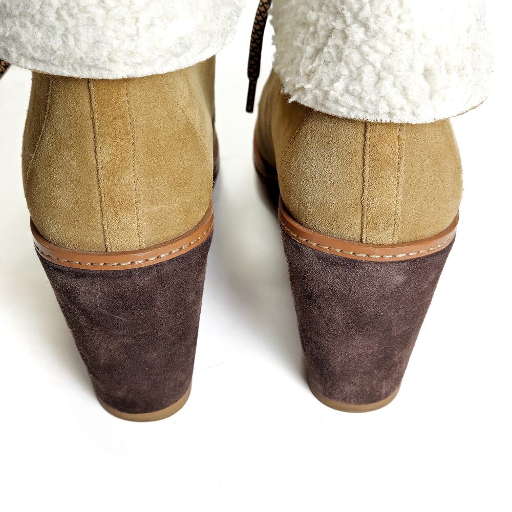 Caslon Gaby Wedge Ankle Boots Tan Size 9.5 Faux Shearling Cozy Lodge - Picture 5 of 8
